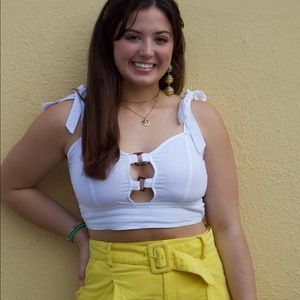 white crop tie top